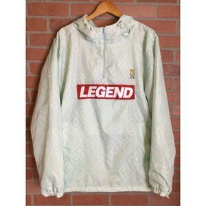 Prime Threads Legend Print 1/4 Zip Windbreaker Hoodie Spell out Size XL